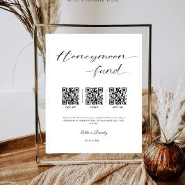 Huwelijksreis Fonds Modern Geld QR Code Trouwen Reclamebord Met Voetstuk