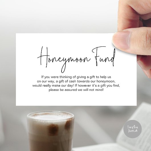 Huwelijksreis Fonds, Modern Handgeschreven Script Informatiekaartje