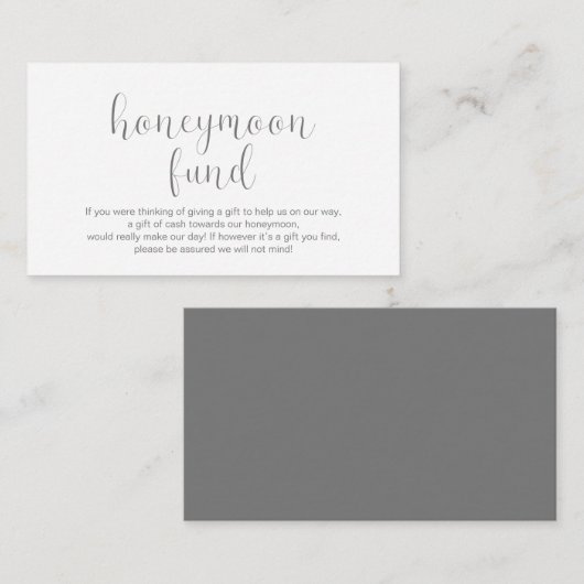 Huwelijksreis fonds, Modern Minimaal Informatiekaartje (Voorkant / Achterkant)