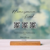 Huwelijksreis Fonds Moderne Cash QR Code Bruiloft  Acryl Bord (Neutraal)