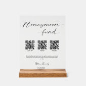 Huwelijksreis Fonds Moderne Cash QR Code Bruiloft  Acryl Bord (Voorkant)