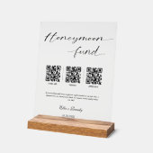 Huwelijksreis Fonds Moderne Cash QR Code Bruiloft  Acryl Bord (Hoek)