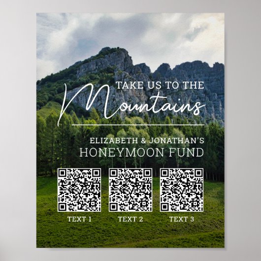 Huwelijksreis fonds moderne cash qr code poster (Voorkant)