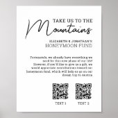 Huwelijksreis fonds moderne cash qr code poster (Voorkant)