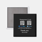 Huwelijksreis Fonds PayPal Venmo QR code bedankt Magneet (Voorkant / Achterkant)