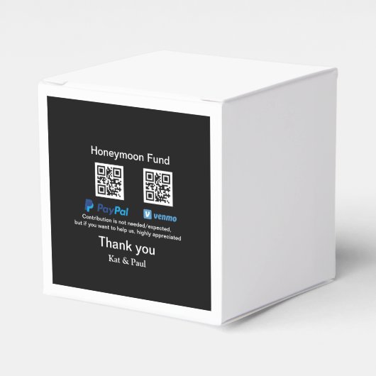 Huwelijksreis Fonds PayPal Venmo QR code dank je Bedankdoosjes (Voorkant Zijde)