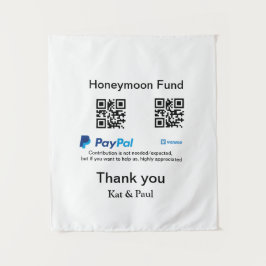 Huwelijksreis Fonds PayPal Venmo QR-code dank je w Wandkleed