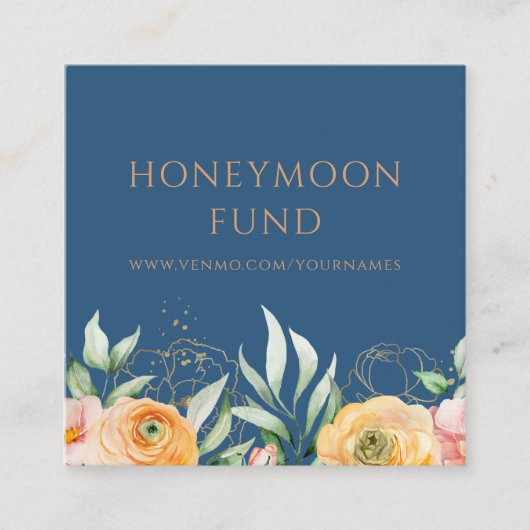 Huwelijksreis Fonds QR Code Elegant Bloemen Bruilo Informatiekaartje (Voorkant)