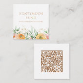 Huwelijksreis Fonds QR Code Elegant Bloemen Bruilo Informatiekaartje (Voorkant / Achterkant)