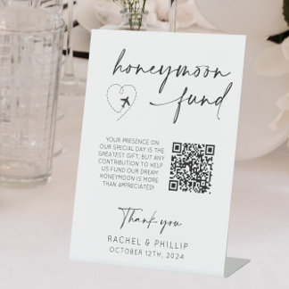 Huwelijksreis Fonds QR Code Huwelijksreceptie Reclamebord Met Voetstuk