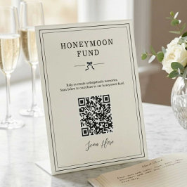 Huwelijksreis Fonds QR Code Minimal Coquette Bruil Reclamebord Met Voetstuk