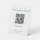 Huwelijksreis Fonds QR Code Minimalit Bruiloft Mod Reclamebord Met Voetstuk (Voorkant)