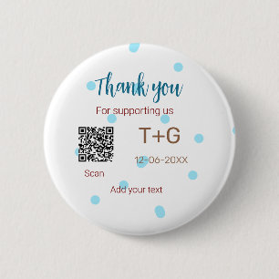 Huwelijksreis fonds QR-code toevoegen koppel naam  Ronde Button 5,7 Cm