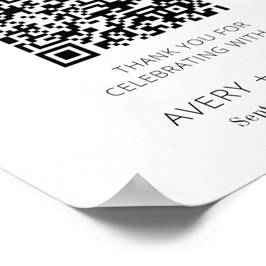 Huwelijksreis Fonds QR Code, Trouwfondsteken Poster (Hoek)