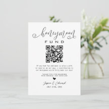 Huwelijksreis Fonds QR Code Zwart Chique Modern Mi