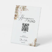 Huwelijksreis Fonds Rustieke Cash QR Code Trouwbor Reclamebord Met Voetstuk (Voorkant)