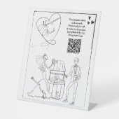 Huwelijksreis Fonds teken Bruiloft Cash Gift Reclamebord Met Voetstuk (Voorkant)