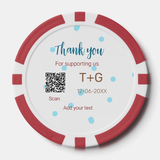 Huwelijksreis fonds Voeg Q R code koppenaam bruilo Poker Chips (Voorkant)