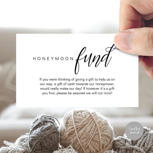 Huwelijksreis Fonds, Wens, Cash, Modern Classy Informatiekaartje