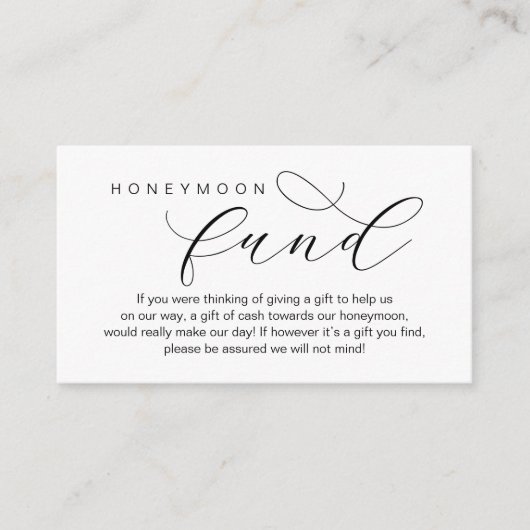 Huwelijksreis Fonds, Wens, Modern minimaal Informatiekaartje (Voorkant)