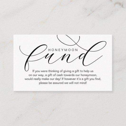 Huwelijksreis Fonds, Wens, Modern minimaal Informatiekaartje (Voorkant)
