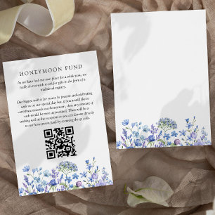 Huwelijksreis Fonds Wildflower Periwinkle Bruiloft Informatiekaartje