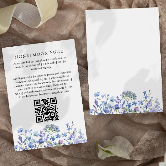 Huwelijksreis Fonds Wildflower Periwinkle Bruiloft Informatiekaartje
