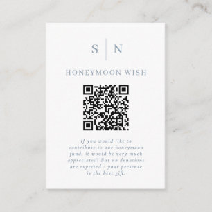 Huwelijksreis Fonds Wit Stof Blauw QR Code Wensl Informatiekaartje