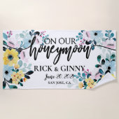 Huwelijksreis Geschenken Persoonlijk Bloemmotief Strandlaken (Voorkant)