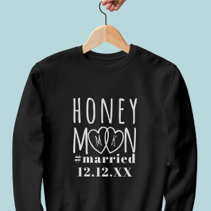 Huwelijksreis Hart Monogram Hashtag Gehuwd Paar Trui
