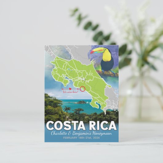 Huwelijksreis Herinneringen Costa Rica Kaart (Staand voorkant)
