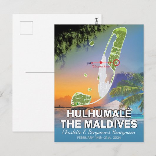 Huwelijksreis Herinneringen Hulhumale Maldiven Kaa Briefkaart (Voorkant / Achterkant)