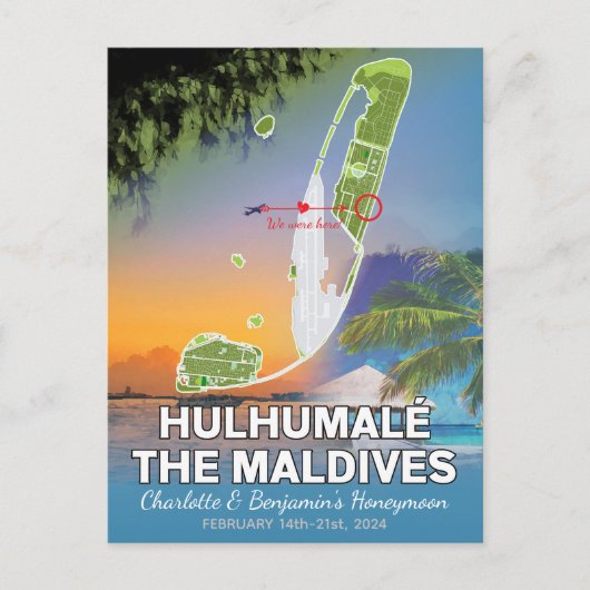 Huwelijksreis Herinneringen Hulhumale Maldiven Kaa Briefkaart (Voorkant)