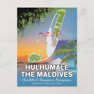 Huwelijksreis Herinneringen Hulhumale Malediven Ka Briefkaart
