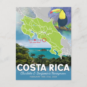 Huwelijksreis Herinneringen Kaart van Costa Rica