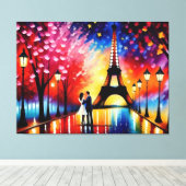 Huwelijksreis in Parijs (Eiffeltoren) nr. 1 Canvas Afdruk (Insitu (Houten vloer))
