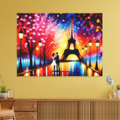 Huwelijksreis in Parijs (Eiffeltoren) nr. 1 Canvas Afdruk (Insitu (Woonkamer))