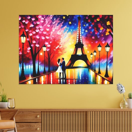 Huwelijksreis in Parijs (Eiffeltoren) nr. 1 Canvas Afdruk (Insitu (Woonkamer))