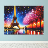 Huwelijksreis in Parijs (Eiffeltoren) nr. 2 Canvas Afdruk (Insitu (Houten vloer))