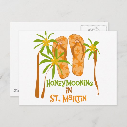 Huwelijksreis in St. Martin Briefkaart (Voorkant / Achterkant)