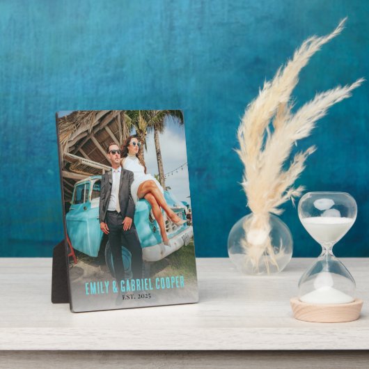 Huwelijksreis Koppel Foto Aandenken Fotoplaat (Zijkant)