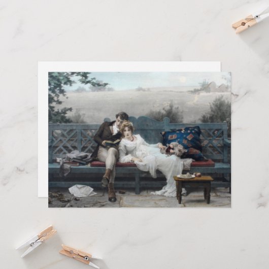 Huwelijksreis (man en vrouw op een bank) kaart (Voorkant / Achterkant in situ)