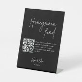 Huwelijksreis Plezier | Minimalistisch Script QR c Reclamebord Met Voetstuk (Voorkant)