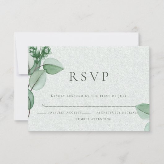 Huwelijksreis RSVP | Elegante Waterverf Eucalyptus (Voorkant)