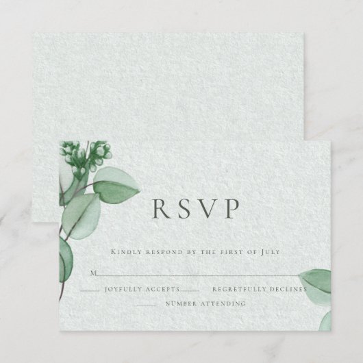 Huwelijksreis RSVP | Elegante Waterverf Eucalyptus (Voorkant / Achterkant)