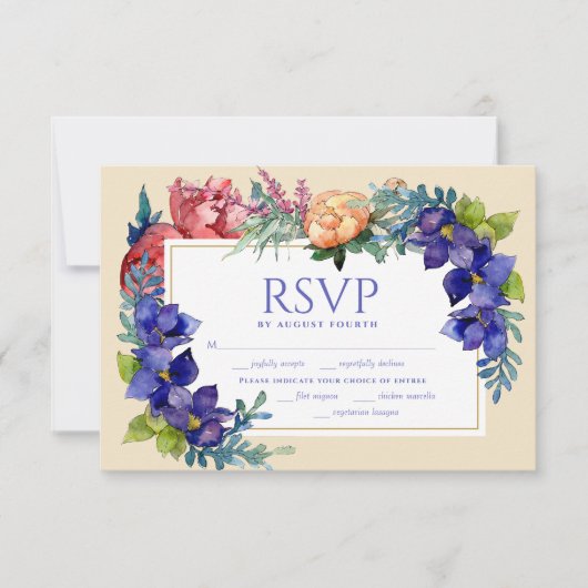 Huwelijksreis RSVP | Happiness Waterverf Floral (Voorkant)