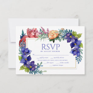 Huwelijksreis RSVP   Happiness Waterverf Floral Kaartje