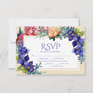 Huwelijksreis RSVP   Happiness Waterverf Floral Kaartje