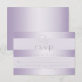 Huwelijksreis RSVP | Lila Shimmer Stripes Monogram (Voorkant / Achterkant)