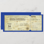 huwelijksreis -  ticket - uitnodiging met rsvp - o (Voorkant / Achterkant)